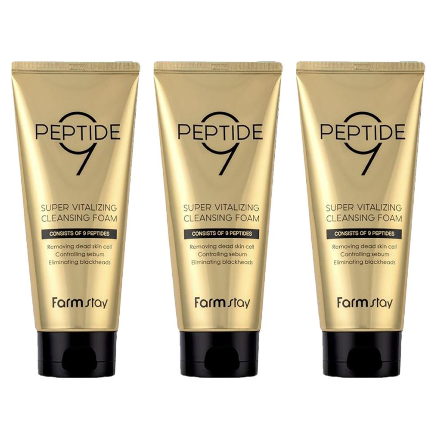 FARM STAY Peptide9 Super Vitalizing Cleansing Foam 180ml (3 Options)