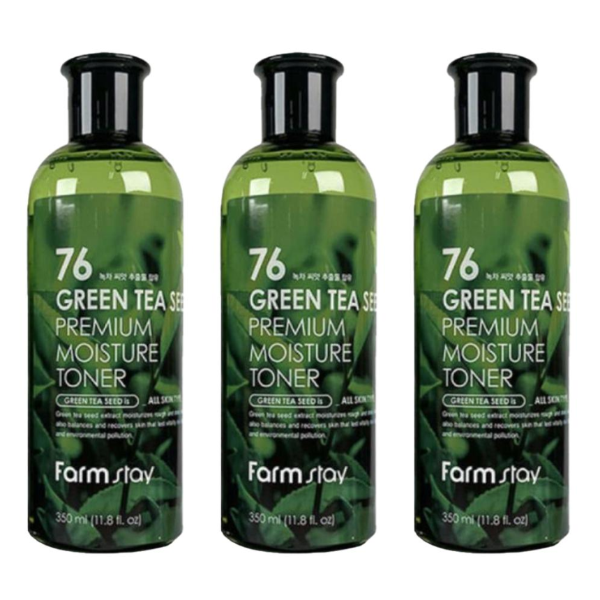 FARM STAY 76 Green Tea Seed Premium Moisture Toner, Emulsion 350ml (8 Options)