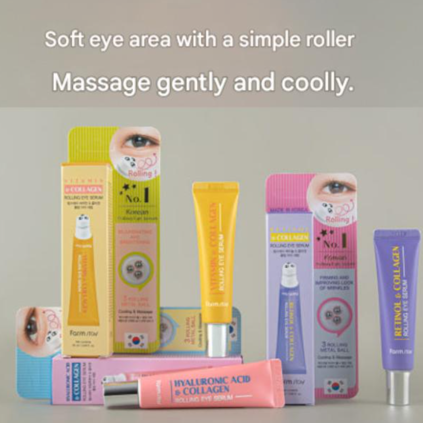 FarmStay Collagen Rolling Eye Serum 25ml  0.85 fl.oz. (10 Options)