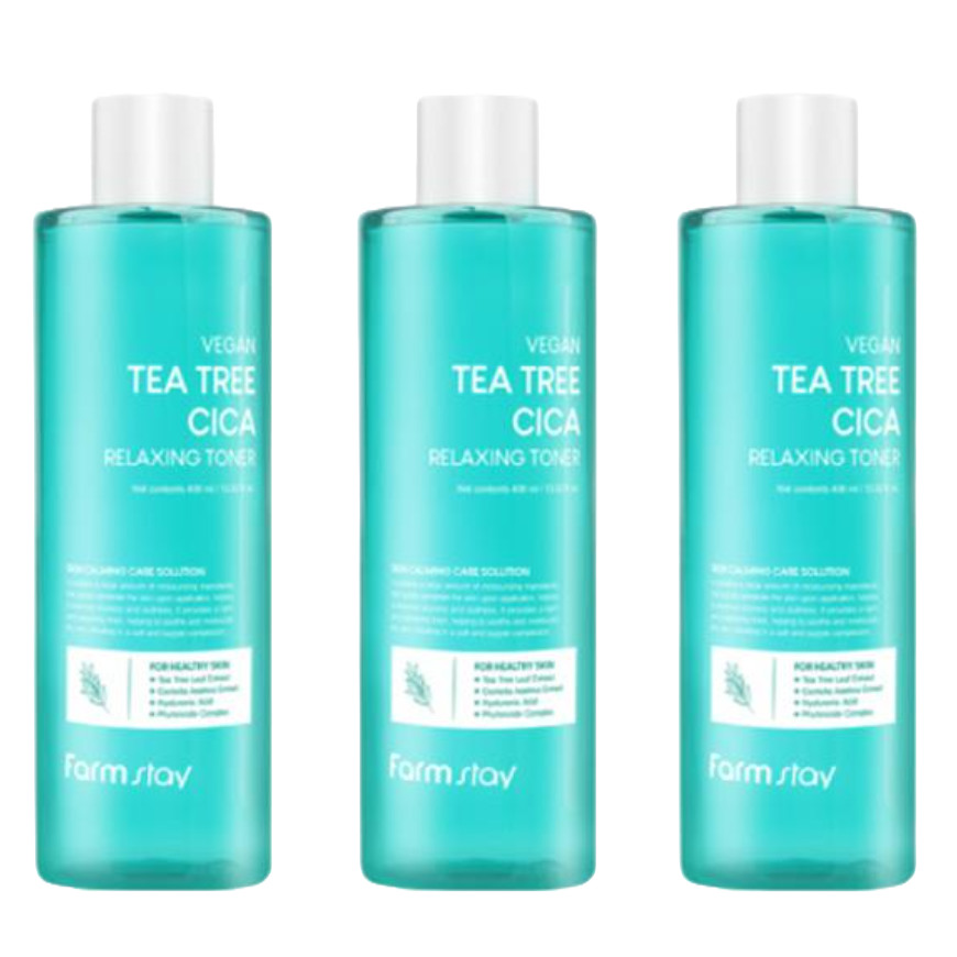 FARM STAY Vegan Tea Tree Cica Relaxing Toner 400ml (3 Options)