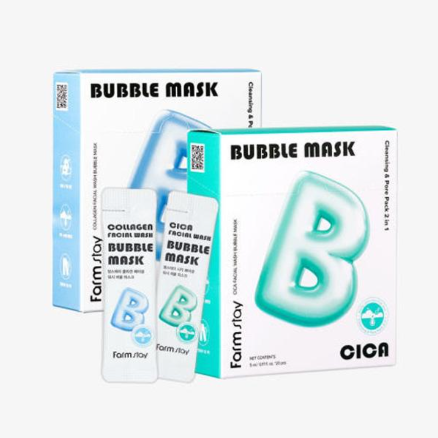 FARM STAY Collagen or Cica Facial Wash Bubble Mask (7 Options)