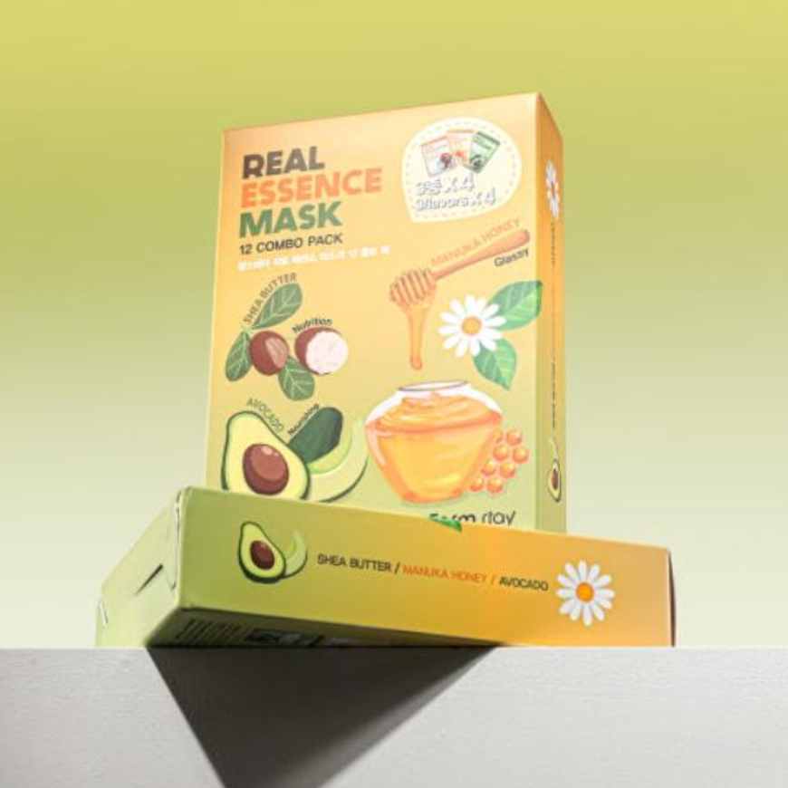FarmStay Real Essence Mask Combo Pack Ver.1 (1BOX  12 Sheets) 23ml  (3 Options)