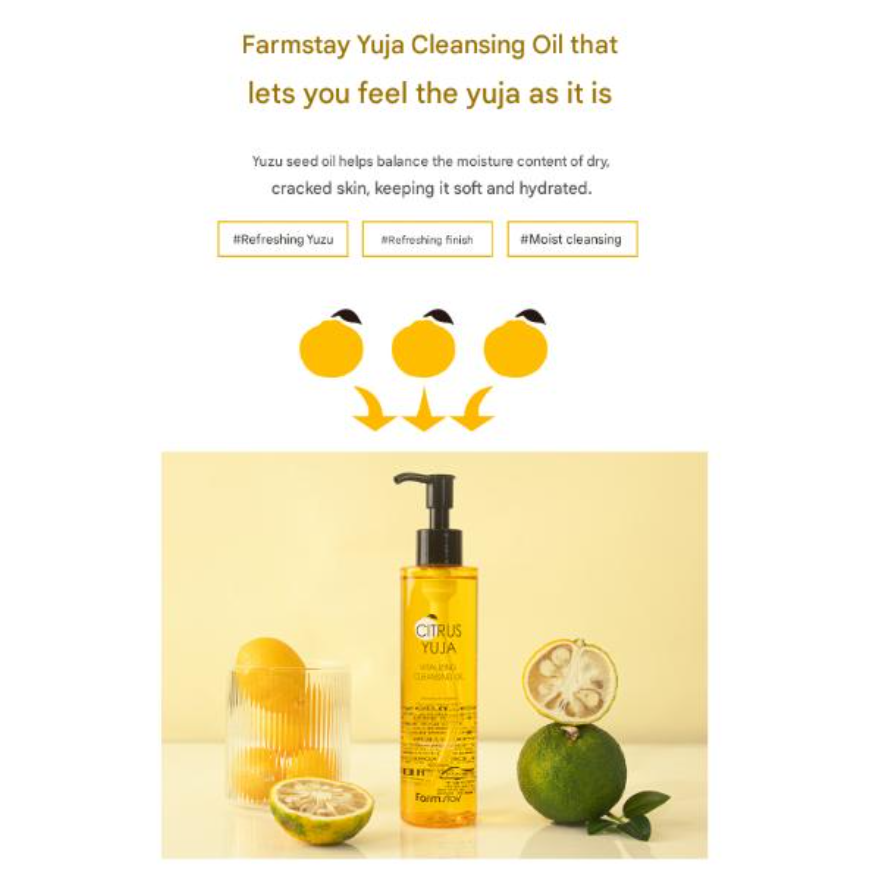 FarmStay Citrus Yuja Vitalizing Cleansing Oil (200ml  6.76 fl.oz.) (3 Options)