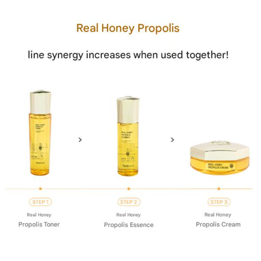 FarmStay Real Honey Propolis Toner 120ml , Essence 100ml, Cream 50ml (10 Options)