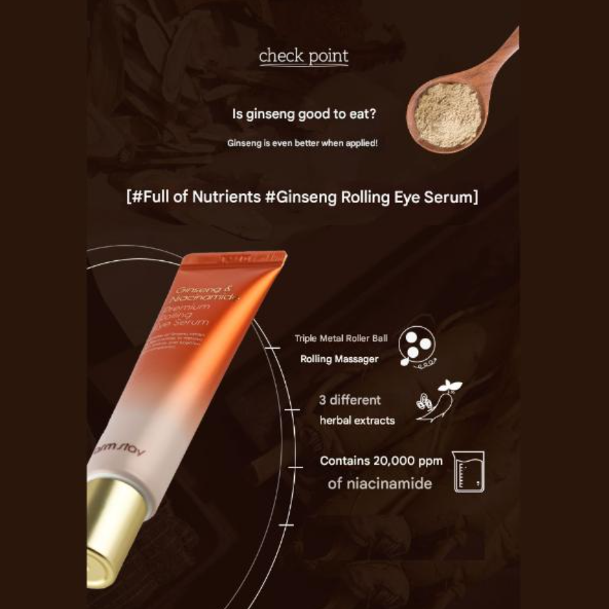 FarmStay Ginseng & Niacinamide Premium Rolling Eye Serum (25ml  0.85 fl.oz.) (3 Options)