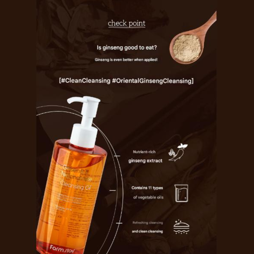 FarmStay Ginseng & Niacinamide Cleansing Oil (300ml  10.14 fl.oz.), Deep Cleansing Foam (180ml  6.08 fl.oz.) (7 Options)