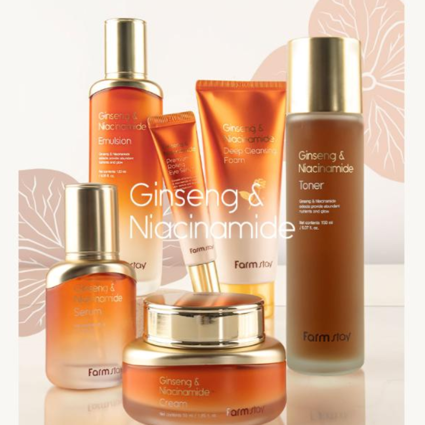 FarmStay Ginseng & Niacinamide Toner 150ml , Serum 35ml , Emulsion120ml , Cream 55ml (15 Options)