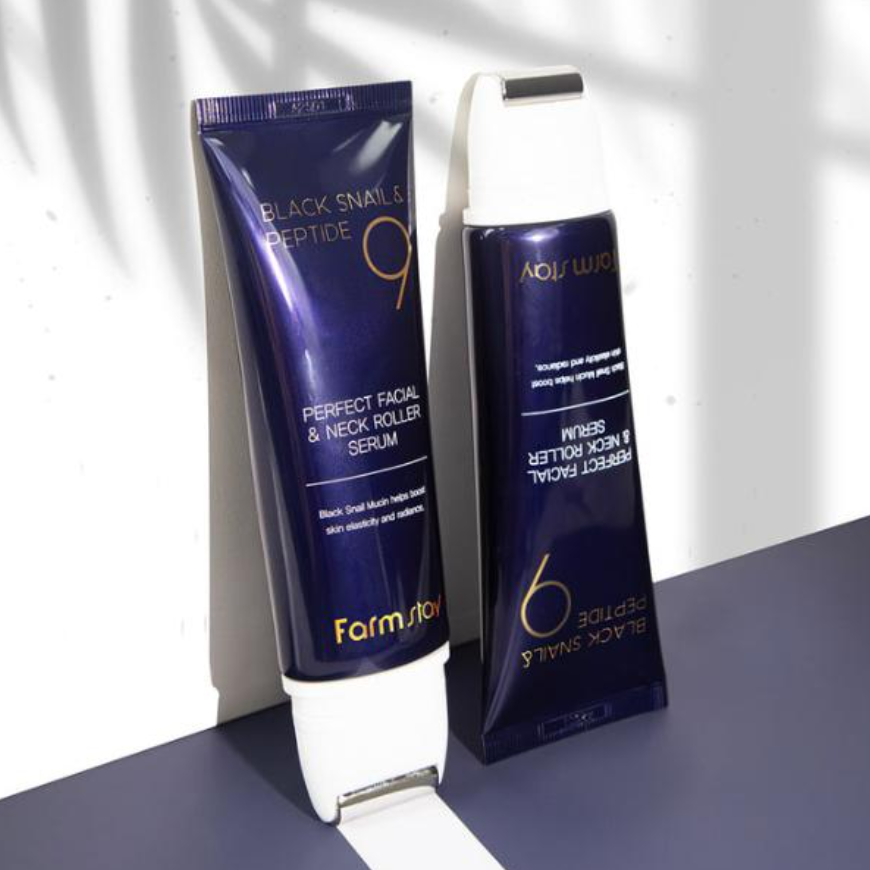 FarmStay Black Snail & Peptide 9 Facial & Neck Roller Serum (100ml) (3 Options)