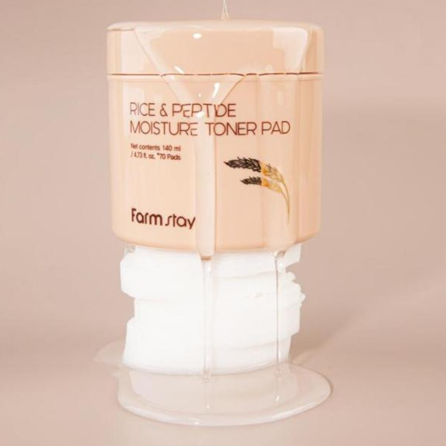 FarmStay Rice & Peptide Moisture Toner Pad (140ml , 70 pads) (3 Options)