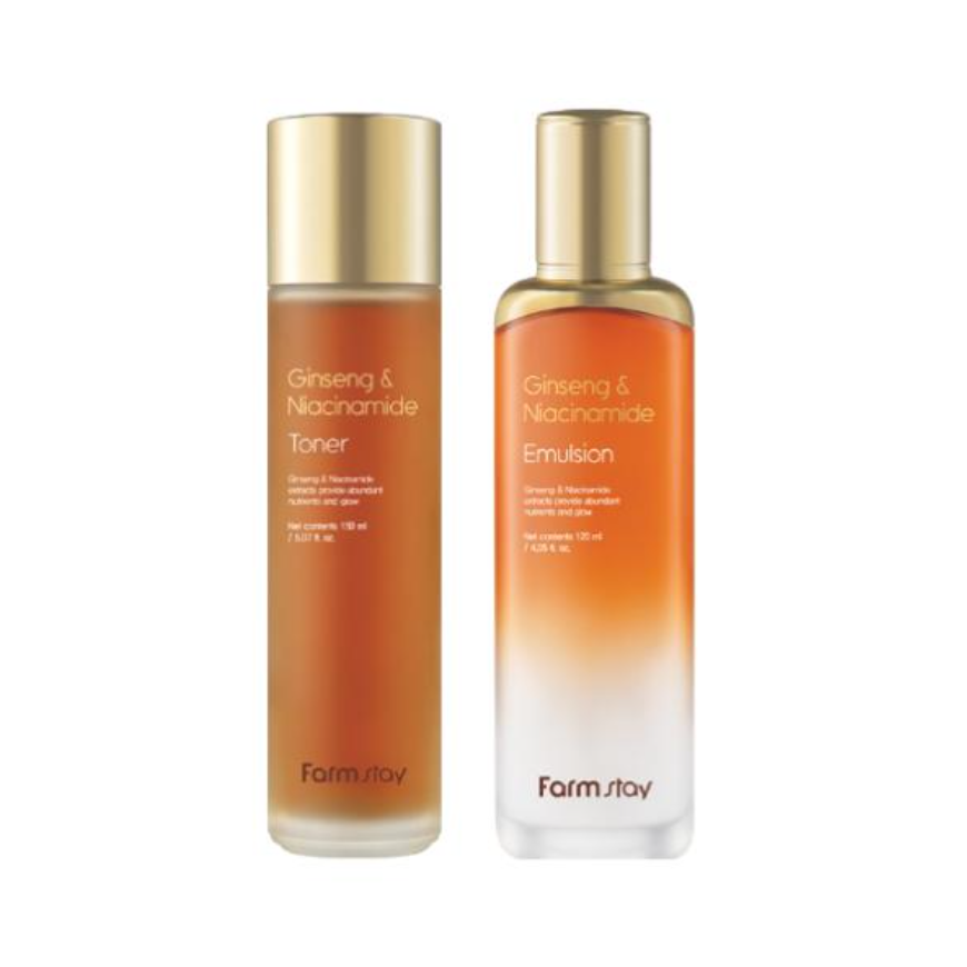 FarmStay Ginseng & Niacinamide Toner 150ml , Serum 35ml , Emulsion120ml , Cream 55ml (15 Options)