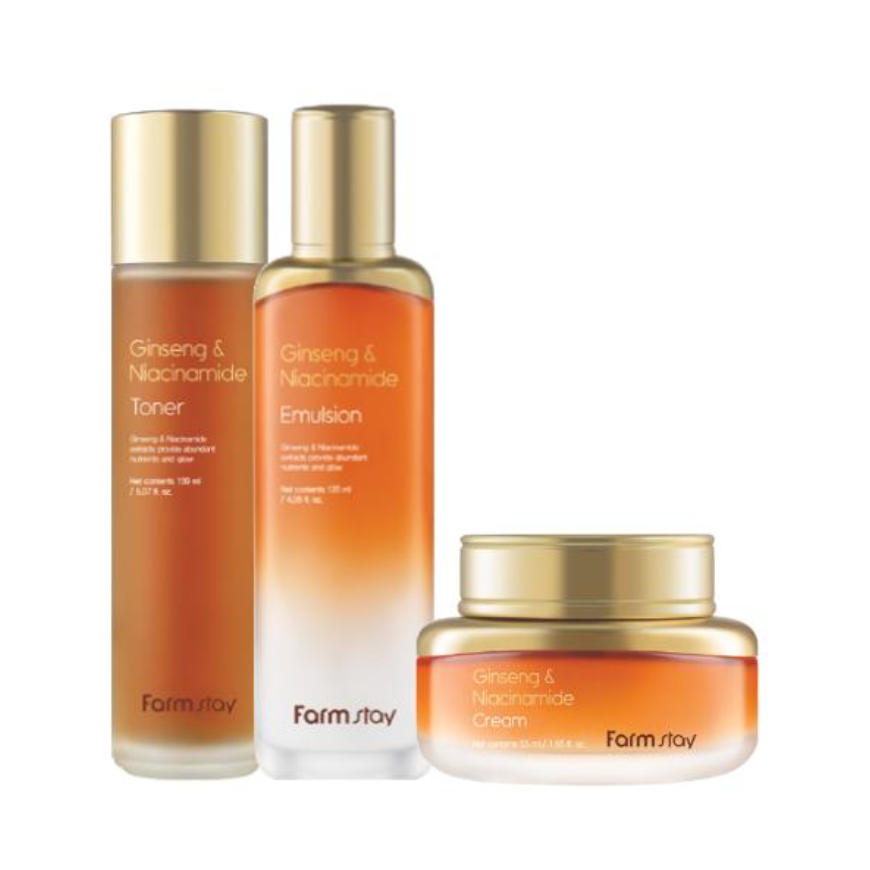 FarmStay Ginseng & Niacinamide Toner 150ml , Serum 35ml , Emulsion120ml , Cream 55ml (15 Options)