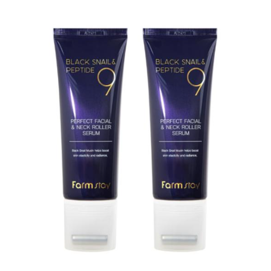 FarmStay Black Snail & Peptide 9 Facial & Neck Roller Serum (100ml) (3 Options)