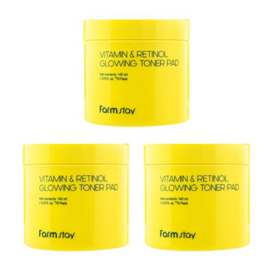FarmStay Vitamin & Retinol Glowing Toner Pad (140ml  4.73 fl.oz., 70 pads) (3 Options)