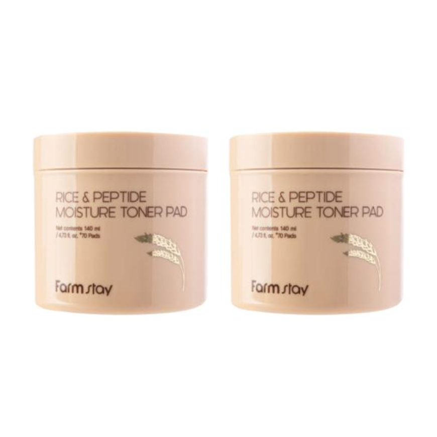 FarmStay Rice & Peptide Moisture Toner Pad (140ml , 70 pads) (3 Options)