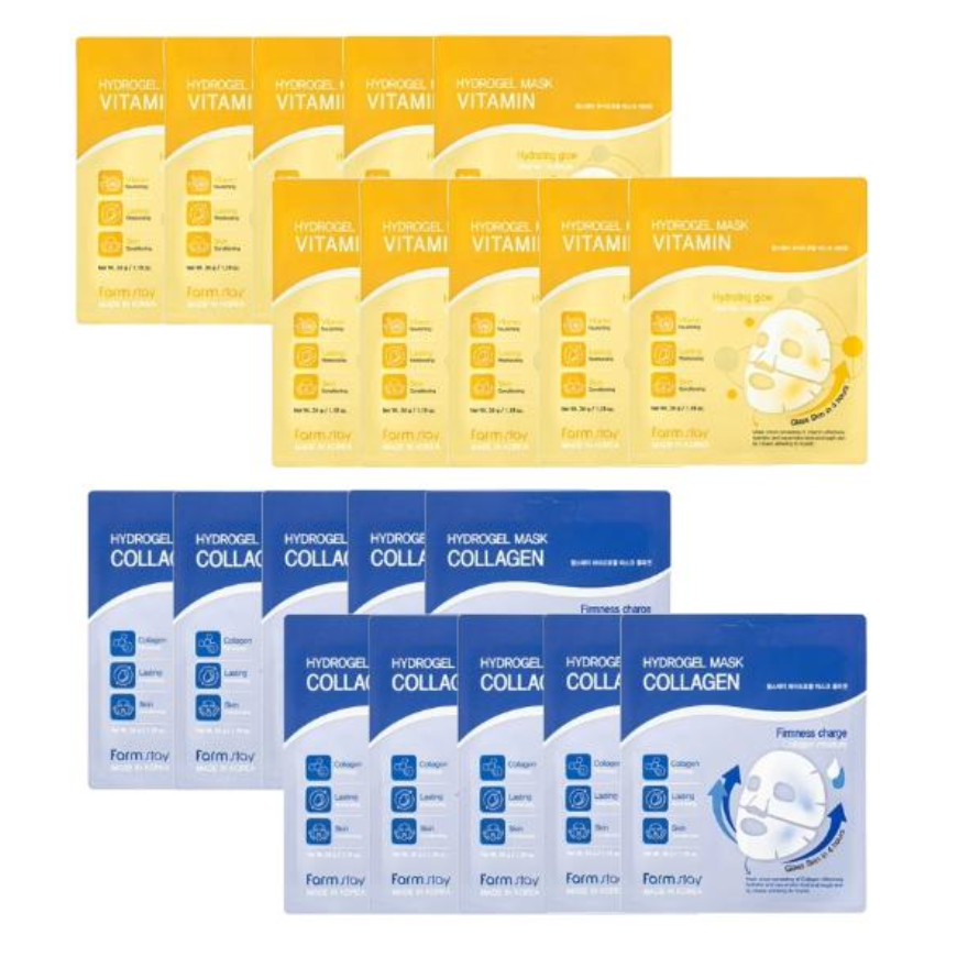 FarmStay Hydrogel Mask Sheet Duo Set 1box (4 sheets) 25g  (3 Options)