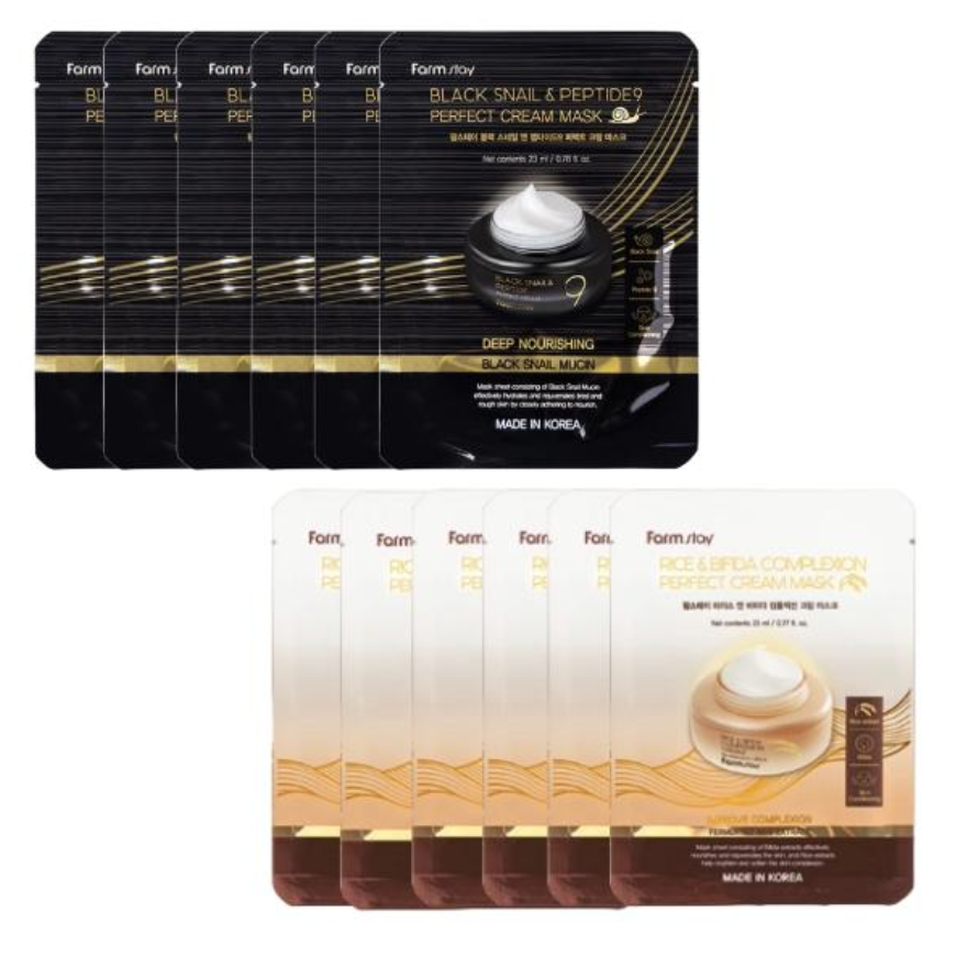 FarmStay Cream Mask Sheet Duo Set 1box (23g × 12 sheets) (3 Options)