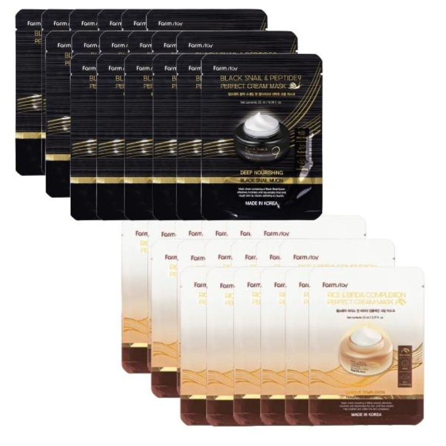 FarmStay Cream Mask Sheet Duo Set 1box (23g × 12 sheets) (3 Options)