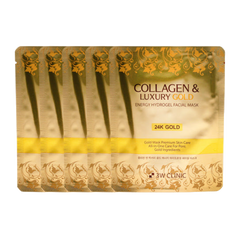 3W CLINIC Collagen Luxury Gold Energy Hydrogel Facial Mask 30g*5ea (4 Options)