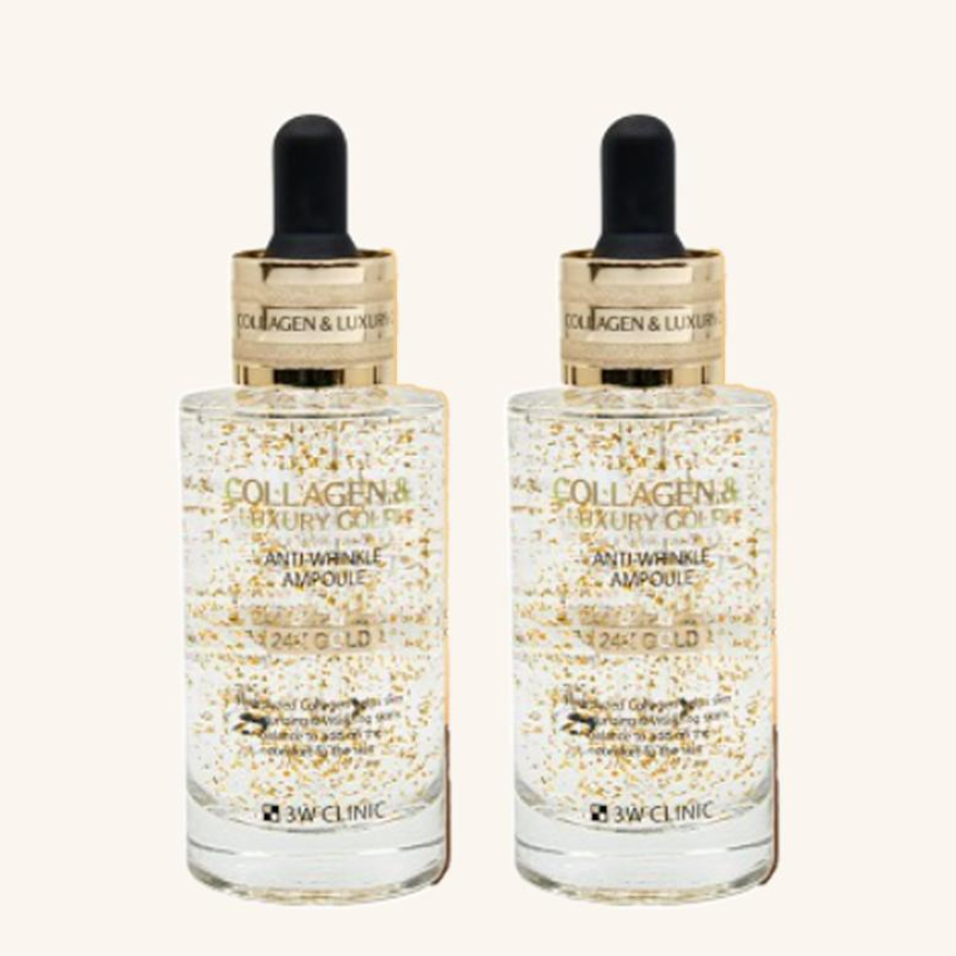 3W CLINIC Collagen Luxury Gold Anti-Wrinkle Ampoule 24K Gold 55ml (3 Options)