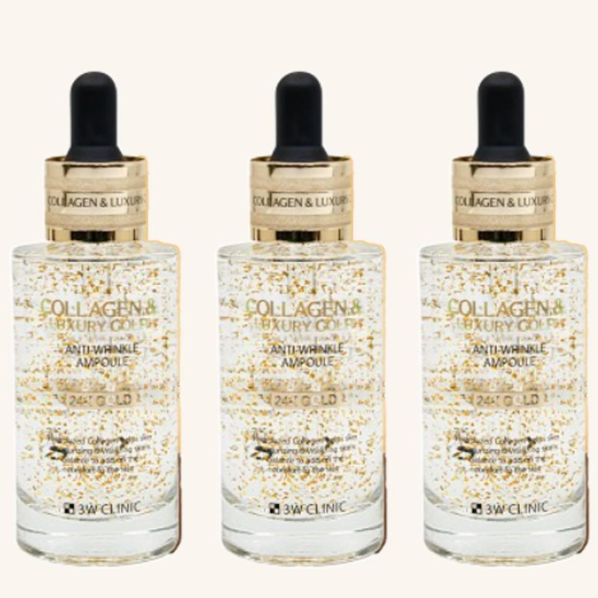 3W CLINIC Collagen Luxury Gold Anti-Wrinkle Ampoule 24K Gold 55ml (3 Options)