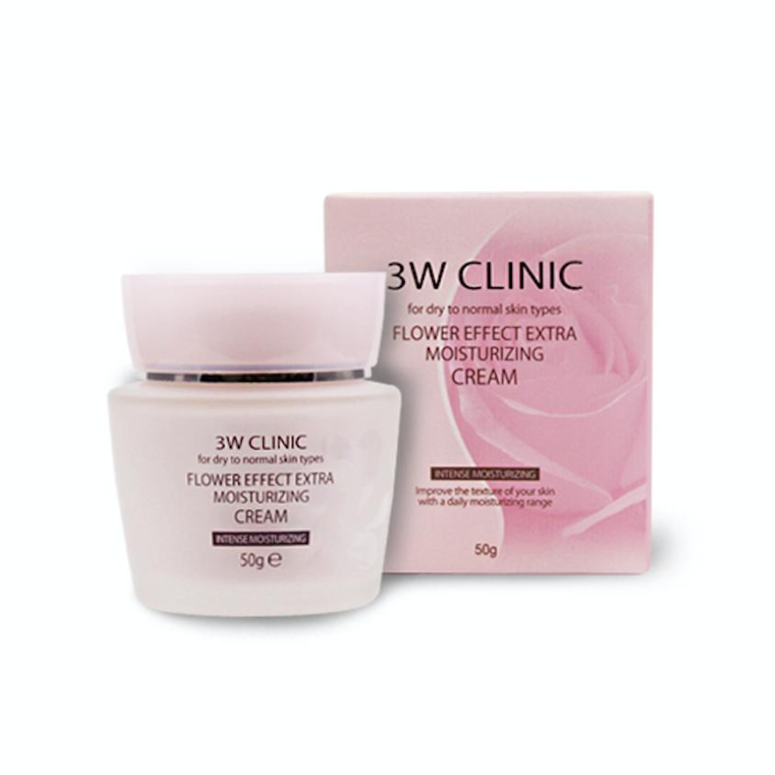 3W CLINIC Flower Effect Extra Moisturizing Cream 50g (3 Options)