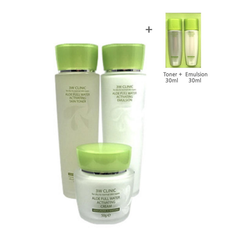 3W CLINIC Aloe Full Water Activating Skin Care 3 Set (Toner+Emulsion+Cream)