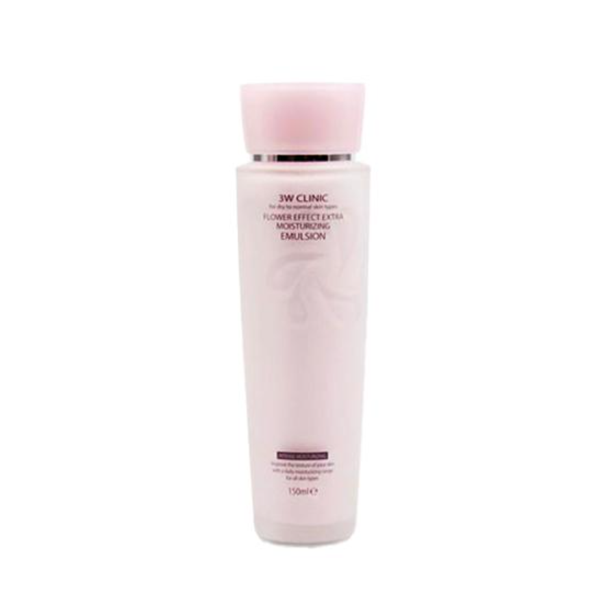 3W CLINIC Flower Effect Extra Moisture Skin Softener(Toner) 150ml, Emulsion 150ml (3 Options)