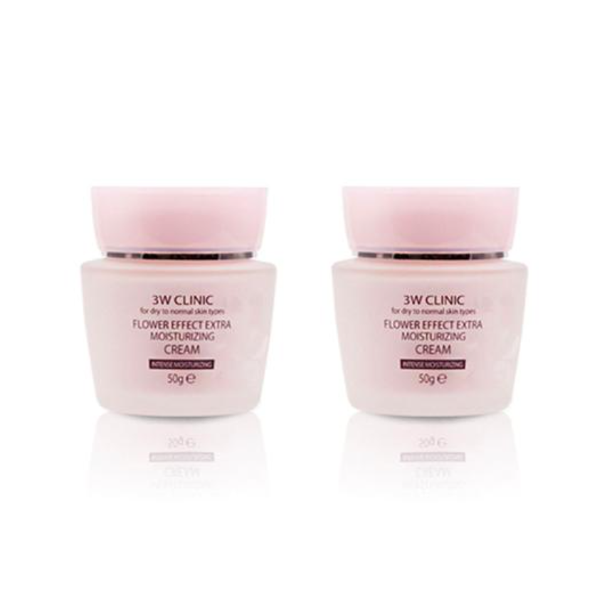3W CLINIC Flower Effect Extra Moisturizing Cream 50g (3 Options)