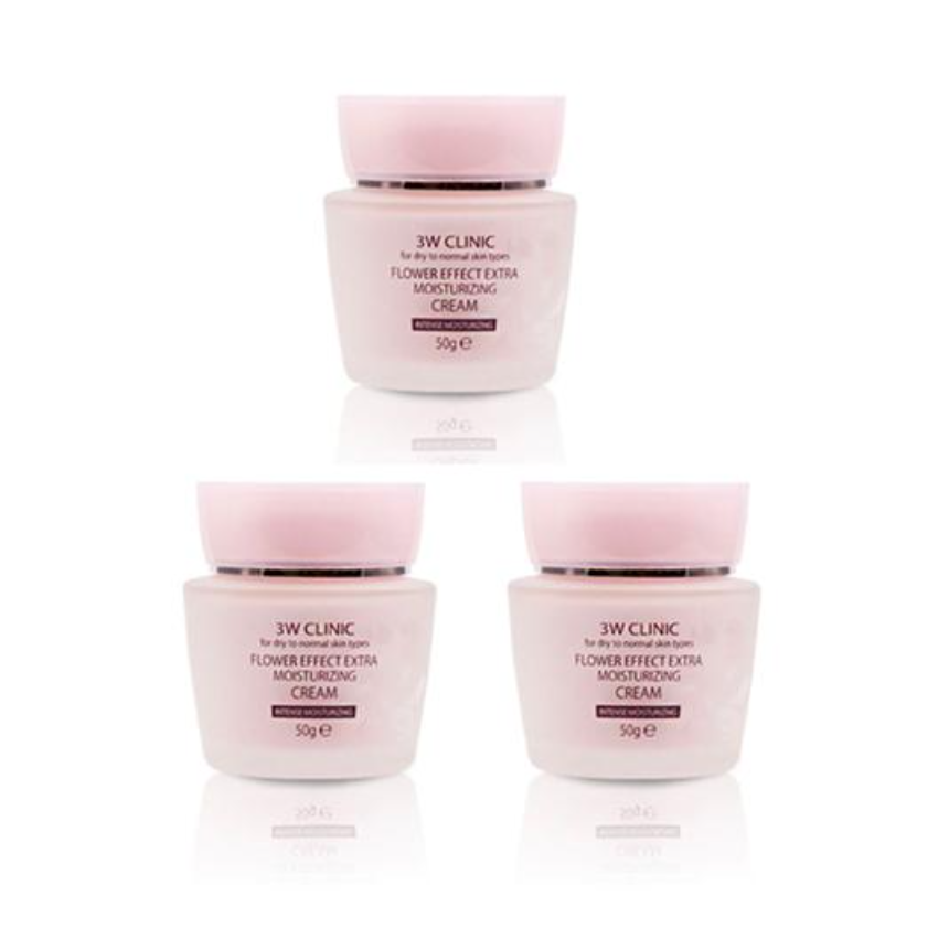 3W CLINIC Flower Effect Extra Moisturizing Cream 50g (3 Options)