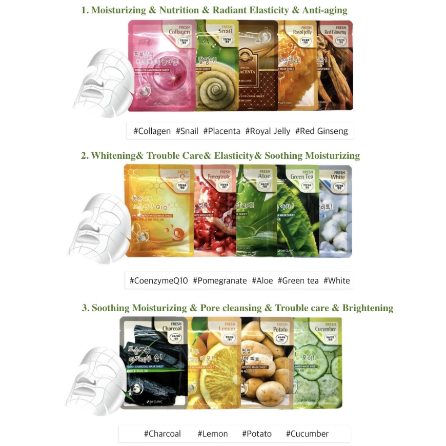 3W CLINIC Fresh Potato Mask Sheet (3 Options)