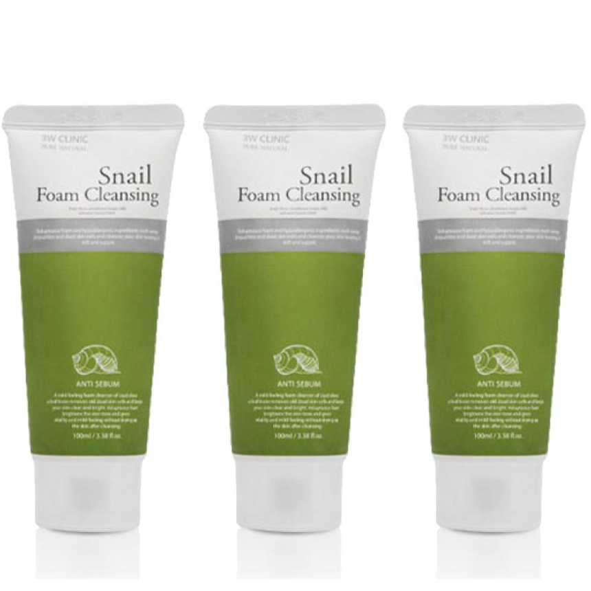 3W CLINIC Snail Foam Cleansing 100ml (3 Options)