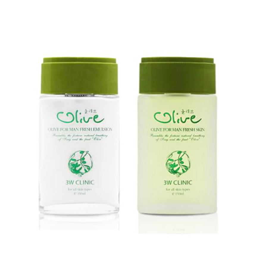 3W CLINIC Olive For Man Skin(Toner), Emulsion 150ml (3 Options)