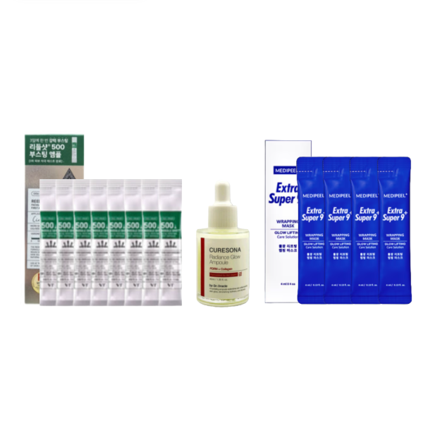 VT Reedle Shot + Dr. Oracle Curesona Radiance Glow Ampoule 40ml + MEDI-PEEL Extra Super 9 Plus Water Glow Lifting Wrapping Mask 4ml (12 Options)