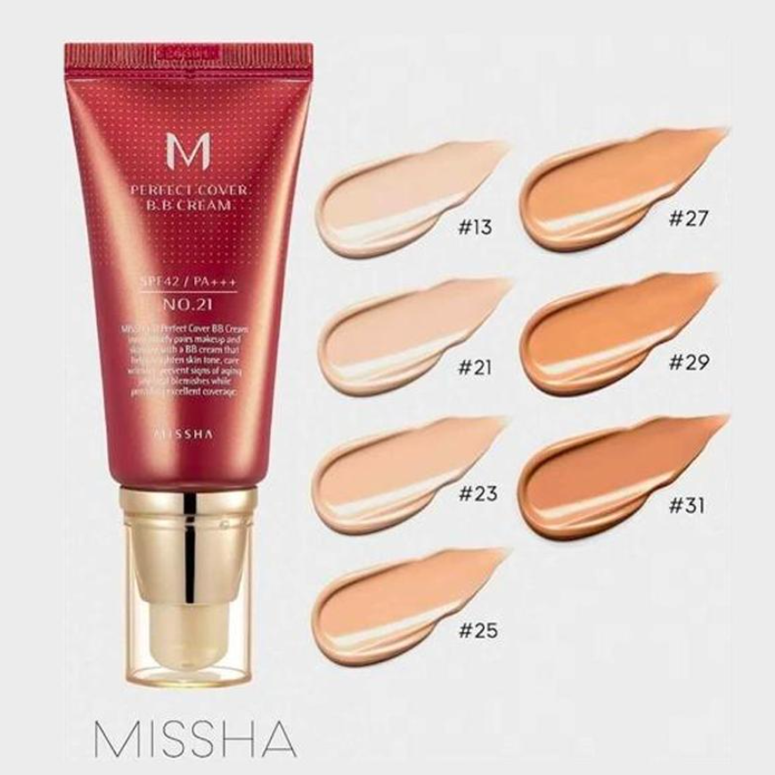 MISSHA All Around Safe Block Essence Sun Mist 80mL SPF50+PA+++ with Missha Perfect Cover BB Cream (5 Options)