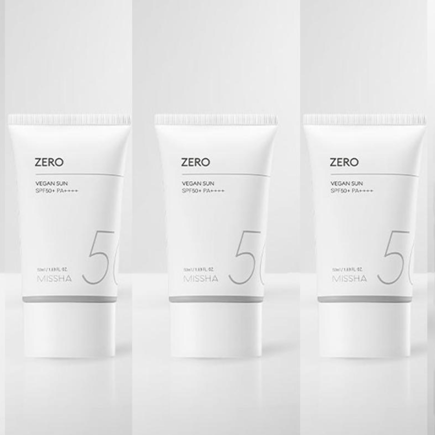 MISSHA All Around Safe Block Zero Vegan Sunscreen SPF50+PA+++ with Missha Perfect Cover BB Cream (6 Options)