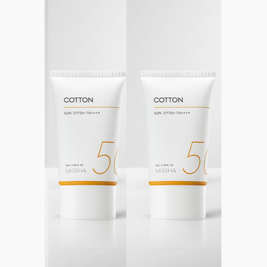MISSHA All Around Safe Block Cotton Sunscreen SPF50+/PA++++ with Missha Perfect Cover BB Cream (6 Options)