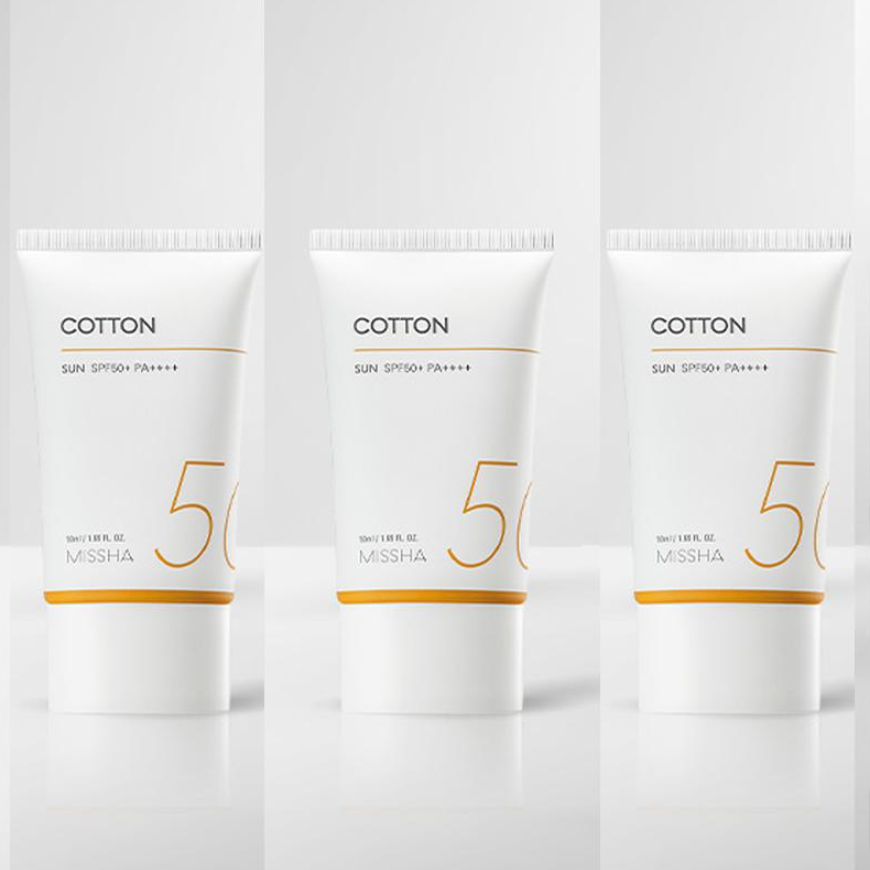 MISSHA All Around Safe Block Cotton Sunscreen SPF50+/PA++++ with Missha Perfect Cover BB Cream (6 Options)