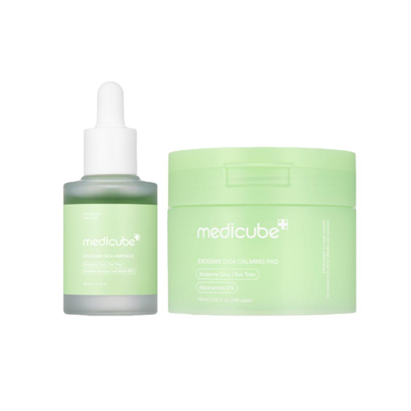 Medicube Exosome Cica Uneven Skin Soothing Set (Exosome Cica Calming 150 ml (100 pads), Ampoule 30 ml) (7 Options)