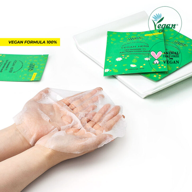 Chorok Chorong Vegan Herb Niacinamide 5% Jeju Peppermint sheet Mask (27ml x10EA) (3 Options)