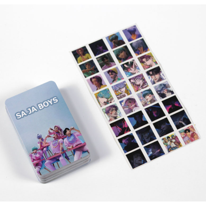 K-POP DEMON HUNTERS Photocard + Sticker Set – Huntrix & Saja Boys (2 Options)