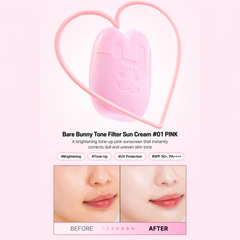 EDIT.B Bare Bunny Tone Filter Sun Cream 30ml (Pink / Purple / Milk White / Nude Beige) (12 Options)