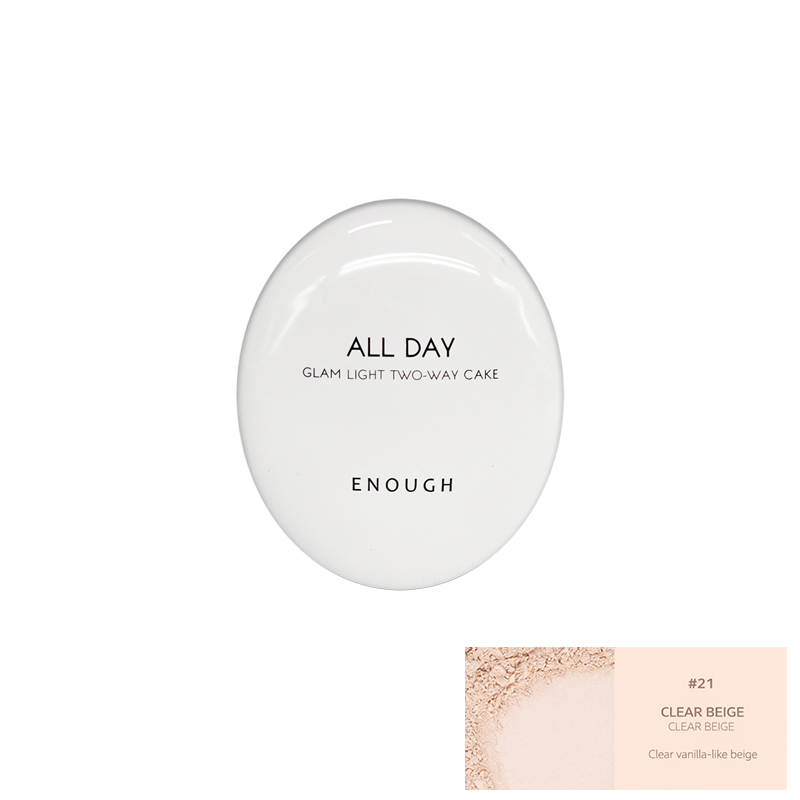 Enough All Day Glam Light Two Way Cake SPF28 PA++ 12g + Refill 12g (9 Options)