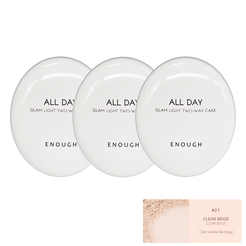 Enough All Day Glam Light Two Way Cake SPF28 PA++ 12g + Refill 12g (9 Options)