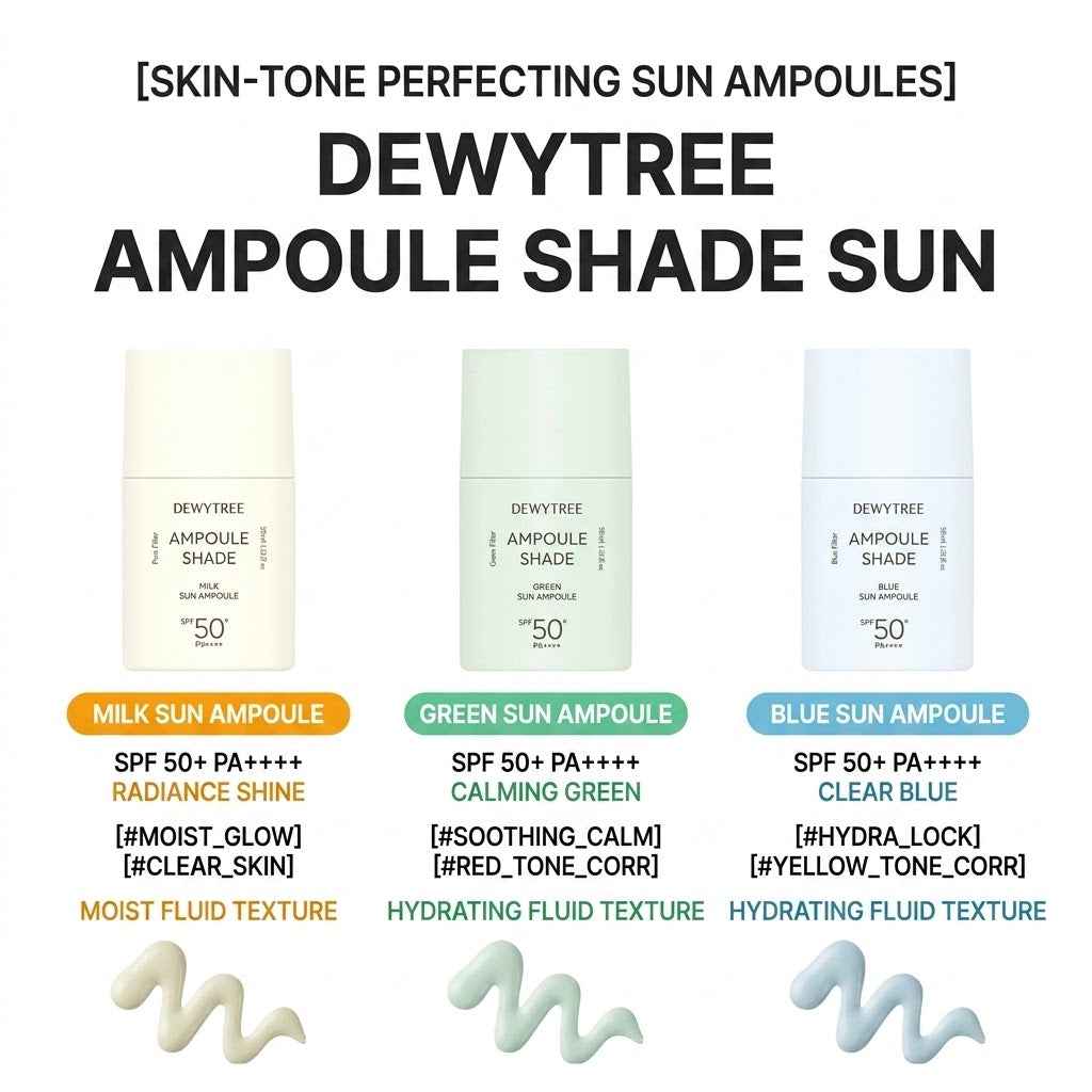 DEWYTREE Ampoule Shade Milk / Green / Blue Sun Ampoule 35ml (10 Options) - DAISO