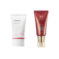 MISSHA All Around Safe Block Essence Sunscreen SPF45+/PA+++ with Missha Perfect Cover BB Cream (6 Options)