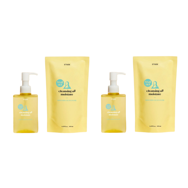 Etude Real Art Cleansing Oil Moisture 185ml (Full Size) + 185ml Refill Set (3 Options)