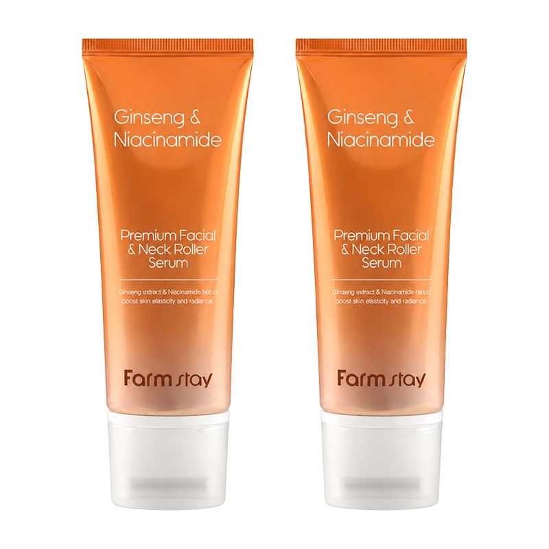 farmstay ginseng & niacinamide premium facial & neck roller serum 100ml (3 options)