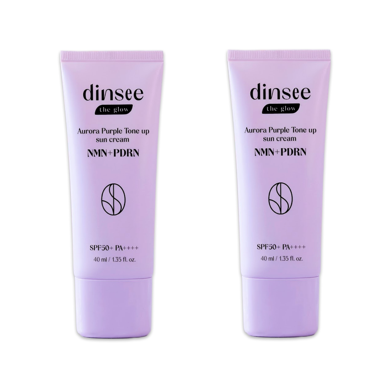 dinsee The Glow Aurora Purple Tone-Up Sun Cream NMN+PDRN SPF50+ PA++++ 40ml (3 Options)