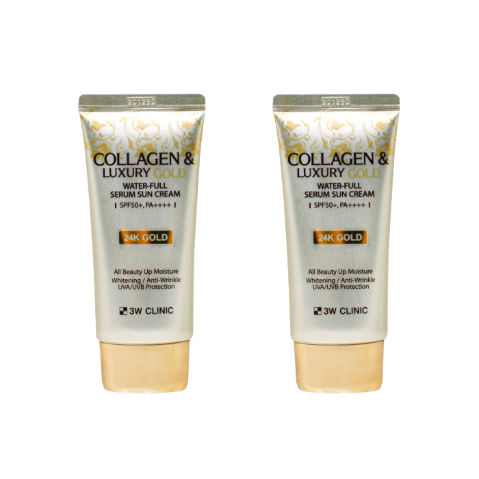 3W CLINIC Collagen & Luxury Gold Water-Full Serum Sun Cream 50g (3 Options)