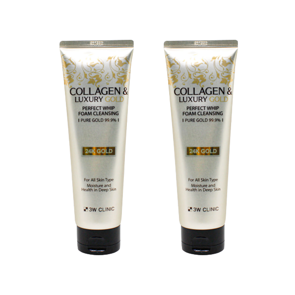 3W CLINIC Collagen & Luxury Gold Perfect Whip Foam Cleanser 180g (3 Options)